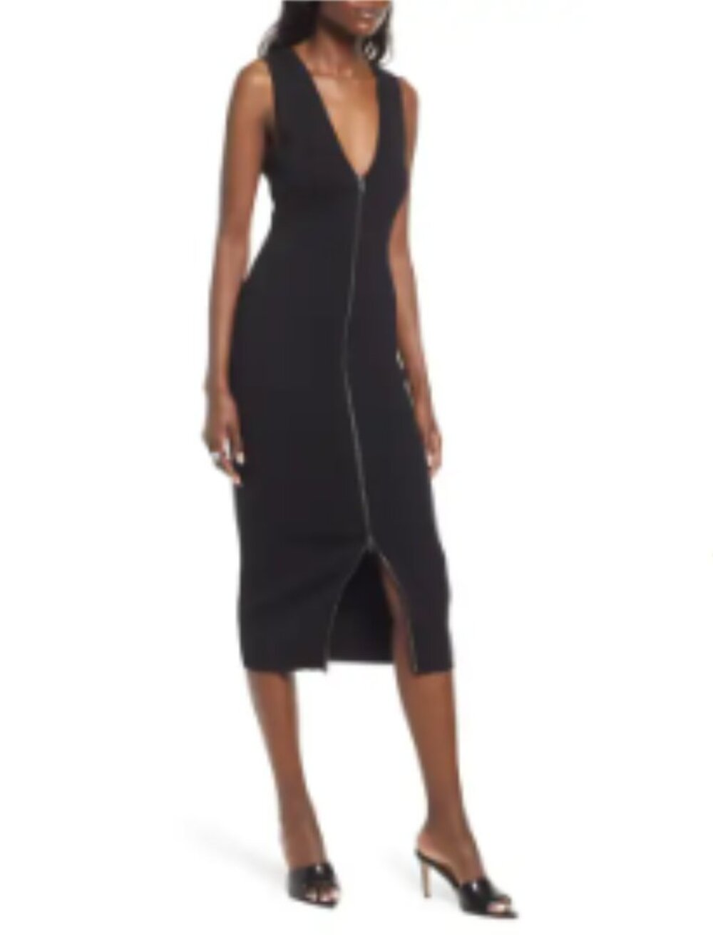 Open Edit ZIPPERED SWEATER MIDI DRESS